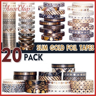 [precio De actividad] juego de cinta Washi de 20 rollos de cinta de oro negro de 15 mm, cintas decorativas DIY manualidades