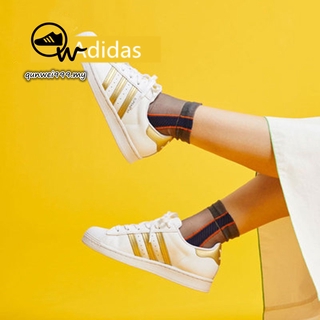 ADIDAS SUPERSTAR clásico de los hombres y las mujeres zapatos de deportes estudiantes versión coreana de la pareja salvaje zapatos casuales clásicos blanco oro zapatos
