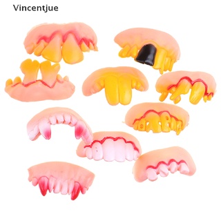 Vincentjue 10 pzs dientes de dentadura de vampiro falsos divertidos/decoración de Halloween/accesorio/juguete MY