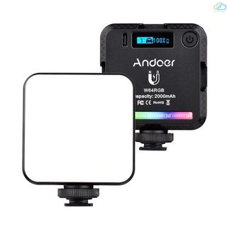 [AUD] Andoer W64RGB Mini RGB LED Video Light Rechargeable Photography Fill Light CRI95+ 2500K-9000K Dimmable 20 Lighting Effects with LCD Display 3 Cold Shoe Mounts Magnetic Backside for Vlog Live Streaming Video Conference Product Shooting
