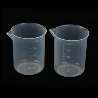 jo7mx 2pcs 100ml plástico transparente graduado taza de medición jarra vaso de laboratorio herramienta martijn