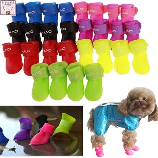 4 unids/set mascotas zapatos de lluvia perro silicona antideslizante botas de lluvia color caramelo mascotas zapatos impermeables cachorro lluvia día desgaste esencial celebrar