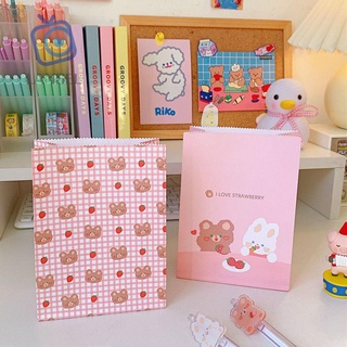 Lansel rosa bolsa de papel de almacenamiento bolsas de papel oso conejo de dibujos animados lindo dulce bolsa de gran capacidad bolsas de embalaje