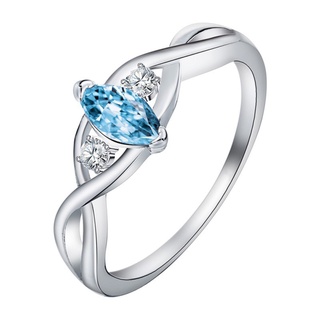 Anillo cruzado de gema azul con pedrería de cristal para mujer joyería de compromiso