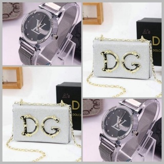 Za @ 85RB 2 en 1 paquete puede ser bolsa y reloj conjunto Duo bolsa DG Glitter & relojes Glitter Material 800gr (2)
