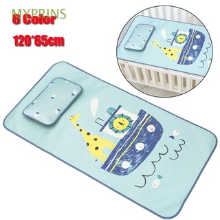 MYPRINS Soft-Cushion Baby Cool Mat Breathable Sleeping Crib Pad Mattress Newborn Removable Bedding Set Pillow Ice Silk/Multicolor