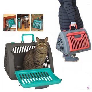 Portamascotas portátil jaula perro gatos portador con asa para coche avión viaje (1)