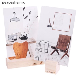 【well】 Wood Memo Clips Photo Holder Clamps Stand Card Desktop Message Office Stationery MX