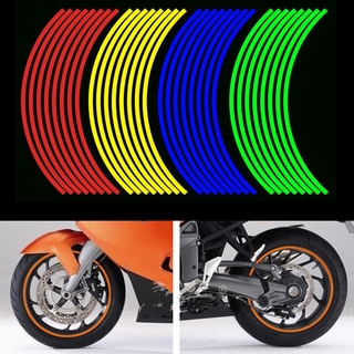 16 tiras de pegatinas para rueda de motocicleta, adhesivos reflectantes, cinta de llanta, estilo de coche para yamaha honda suzuki kawasaki bmw (2)