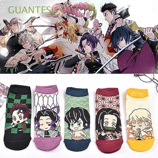 guantes 5 colores demon slayer algodón estilo japonés calcetines anime corte bajo de dibujos animados cosplay barco calcetines/multicolor