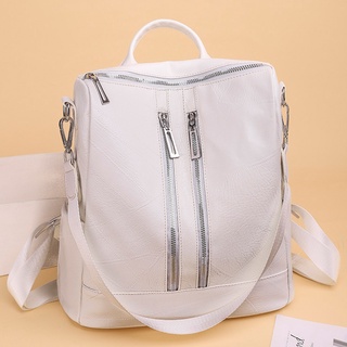 Mochila Blanca Para Las Mujeres De Cuero De Viaje Mujer Hombro Libro Bolsa Multifunción Backbag Señoras Impermeable nylon bagpacks (1)