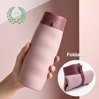 Crosail Botella de agua de silicón plegable 600ml para exteriores artículos deportivos botella de agua portátil conveniente para viajes con aislamiento térmico anti-escaldadura (9)