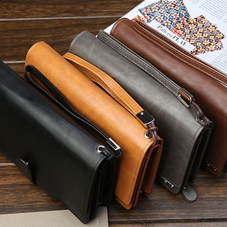 hupo1 Baellerry Men Leather Long Wallet Holder with Zipper Large Capacity Purse