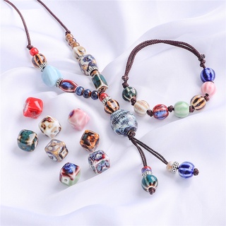 13mm 5pcs/Bag Flower Glaze Porcelain Square Beads For Making DIY Necklace Bracelet