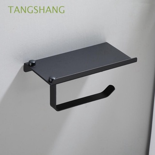 tangshang espacio de aluminio percha de pañuelos montado en la pared del teléfono estante de almacenamiento titular de papel ensanchado organización baño negro estantes de secado inodoro suministros de toalla titular (1)