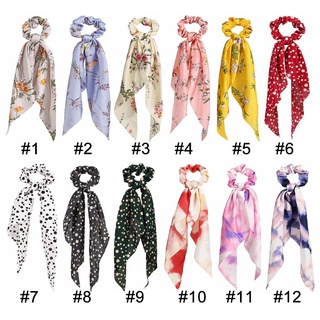 toppers moda mujeres accesorios de pelo punto impresión floral scrunchies cola de caballo bufanda cinta elástica diademas vintage niñas lazo cuerda lazos (2)