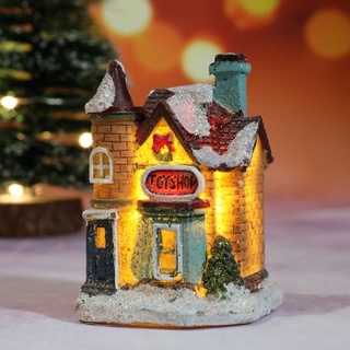 Adorno de navidad resina pequeña casa micro paisaje lámpara de resina casa pequeño adorno regalo de navidad