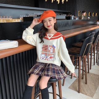 traje de los niños otoño niñas nuevo estilo coreano suéter de moda falda plisada de dos piezas estilo universitario moda casual