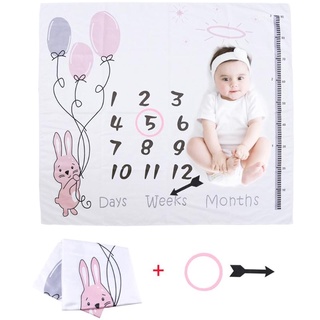 WIT 1 juego de bebé mensual récord de crecimiento manta recién nacido fotografía accesorios de dibujos animados de impresión de fondo
