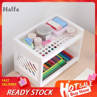 HF Smooth Edge Desktop Organizer Double Layer Cosmetic Storage Desk Storage Rack Hollowed-out for Bathroom