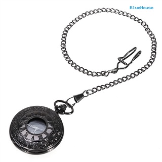 BlueHouse reloj de bolsillo de cuarzo con números romanos Vintage Unisex con cadena (8)