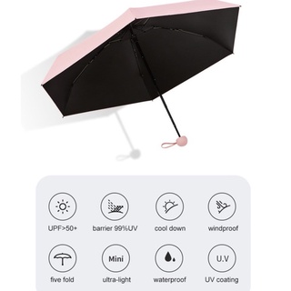 Cinco veces paraguas sol protección solar UV plegable paraguas femenino parasol lluvia de doble uso cápsula compacta portátil pocket Umbrellara (4)