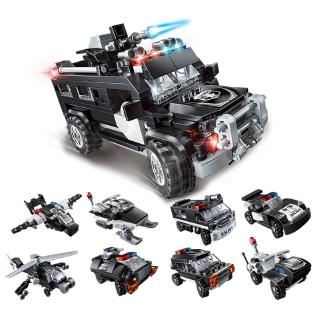 8 En 1 Serie SWAT Bloque De Construcción Juguetes Compatibles Lego Bloques DIY Montado Coche De Policía Modelo De Niños Educativos