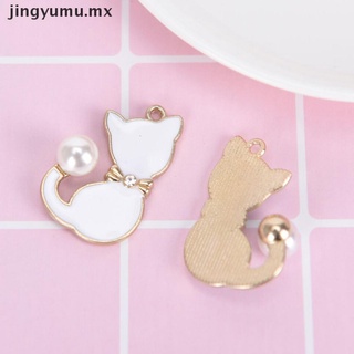 【well】 10Pcs/Set Enamel Pearl Tail Cat Charms Pendants DIY Crafts Jewelry Findings Gift MX (5)