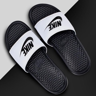 Listo Stock Nike Benassi Swoosh sandalias deportivas negro blanco zapatillas para playa deportes chanclas Kasut sandalia mujeres hombres Unisex pareja (5)