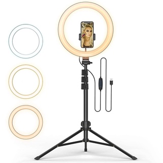 Selfie Ring Light with Tripod Stand and Phone Holder, LED Camera Ring Light 3 Color Modes for Makeup/Photography/YouTube/TikTok/Live Stream Compatible with iPhone & Android