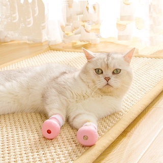 aubrey - guantes de silicona para gatos, antiarañazos, garra de gato, cubierta de pie, 4 piezas, manoplas de baño, zapatos de garra de casa, multicolor (3)