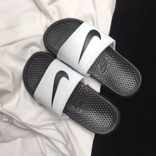 Listo Stock Nike Benassi Swoosh sandalias deportivas negro blanco zapatillas para playa deportes chanclas Kasut sandalia mujeres hombres Unisex pareja (7)