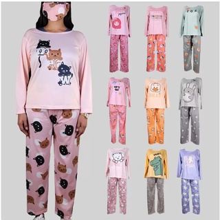 Pijama para Dama de Invierno Conjunto Blusa Manga Larga Pants y Cubrebocas Coreano Unitalla (1)