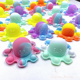 colores aleatorios pop it silicona reversible sonrisa pulpo fidget burbuja juguete alivio del estrés descomprimir burbujas