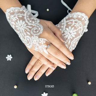 (nuevo Modelo) guantes de boda encaje roto blanco guantes de interés flor guantes STB023