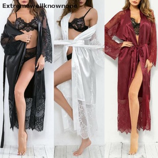 enmx pijamas de encaje de seda para mujer, albornoz de satén, camisón, ropa de dormir, batas de dama de honor