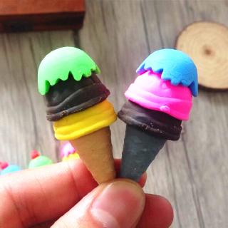 1 unids/pack lindo helado forma de cono goma borrador estudiante aprendizaje papelería para regalo infantil suplies