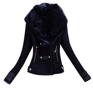 FORVNUT•invierno señora mujer caliente imitación empalme cremallera abrigo chamarra prendas de abrigo (3)