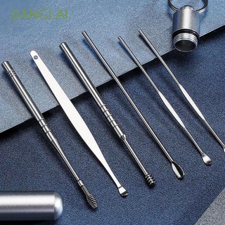 JIANGLAI Portable Ear Wax Remover Multifunction Earpick Ear Care Tools 360° Cleaning Professional Stainless Steel Reusable Massage Spiral Ear Canal Cleaner
