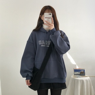 Casual moda suelta Simple tendencia sudadera con capucha para las mujeres coreano más el tamaño de impresión letra suéter