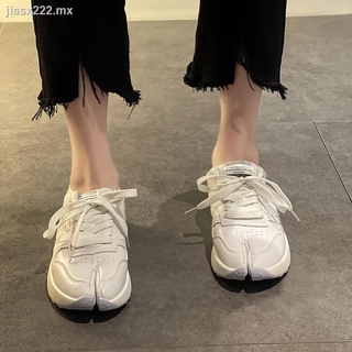 zapatos deportivos mujer verano 2021 nueva net celebridad ins split toe moda todo-partido estudiante calle tiro casual cordones zapatos blancos