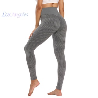 ♞De punto de las mujeres apretado elástico de cintura alta deportes pantalones de Yoga