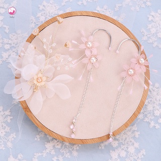 juego de aretes rosa dulces flores imitación perla clip y pendientes conjunto coreano lindo horquilla exquisita chica nupcial boda tiaras (2)