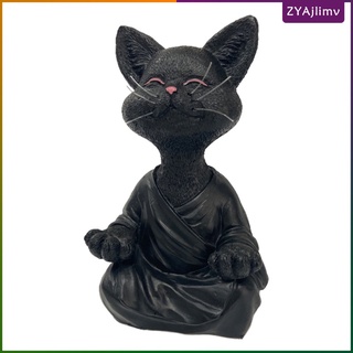 figura de gato meditante resina animal estatua escultura patio césped adorno