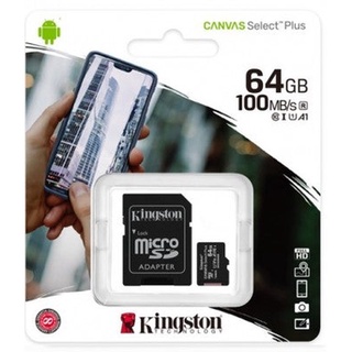 Memoria Micro SD Kingston Canvas Select Plus 64Gb Class 10 UHS-I Lectura 100 MB/s Incluye Adaptador Sd (SDCS2/64GB)