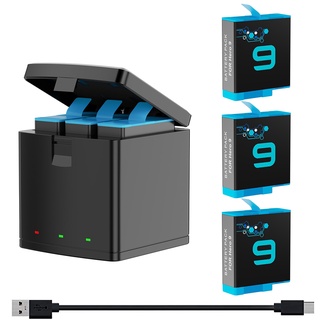 Para GoPro Hero 9 negro cargador USB de 3 canales baterías (completamente Compatible con GoPro 9 batería y cargador)