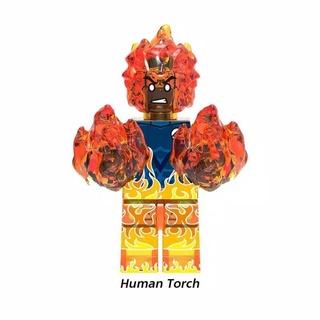 Lego antorcha humana minifigura fantástica cuatro F4 Marvel Spiderman Ironman ladrillos juguetes para niños