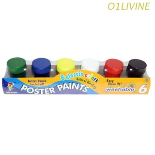 o1li 20ml 6 colores vibrantes lavables pintura gouache para niños escuela dedo pintura