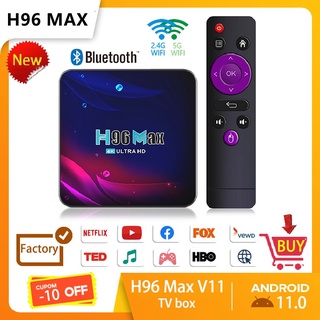 Caixa De TV H96 Max V11 4K Android 11.0 RK3318 Quad-Core Dual Wifi Com Bluetooth Youtube TVBox Inteligente 4GB/64GB