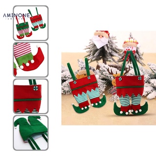 aminone 2 estilos goodie bolsas de navidad santa pantalones elfo botas de regalo bolsa decorativa para el hogar (1)